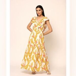 Beyond by Vera 1814 Ella BOUGAINVILLEA YELLOW maxi dress